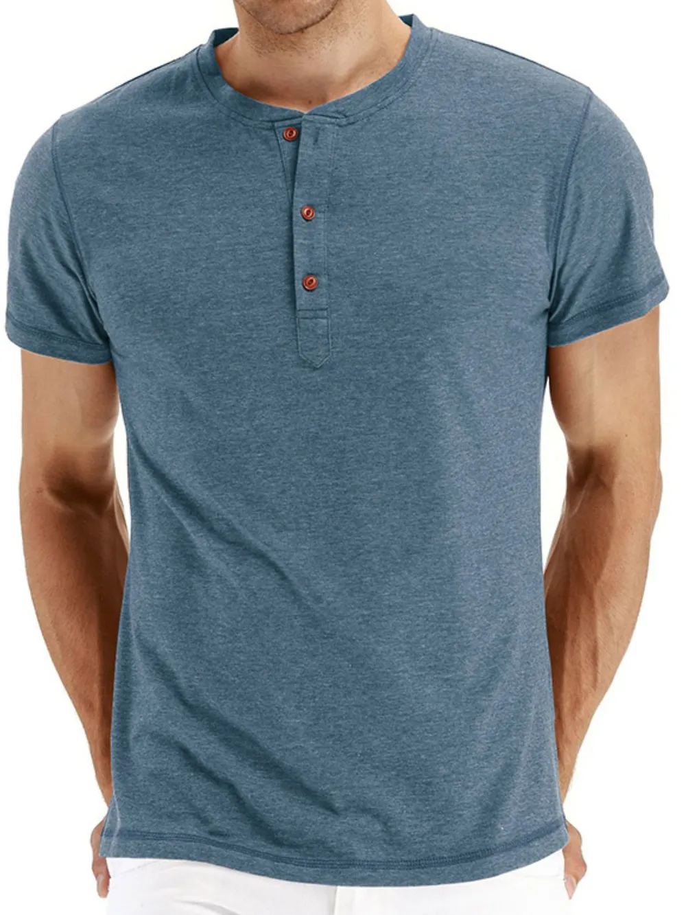Men's Short Sleeve Henley Polo Shirt, image 7