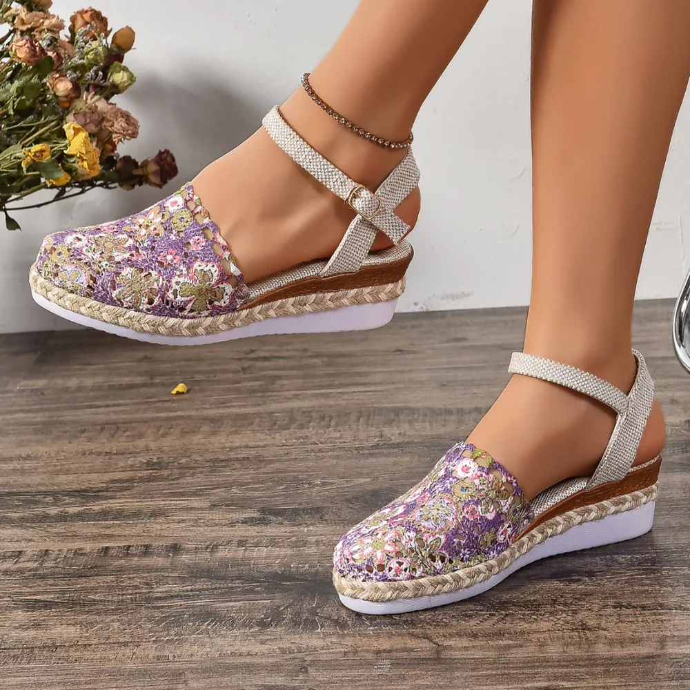 Floral Ankle Strap Espadrille Sandals, image 4