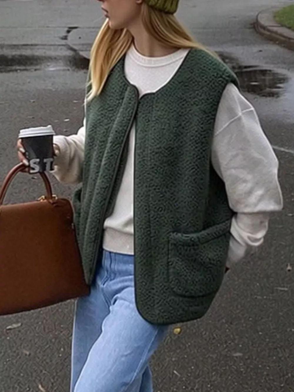 Sherpa Sleeveless Vest Coat, image 15