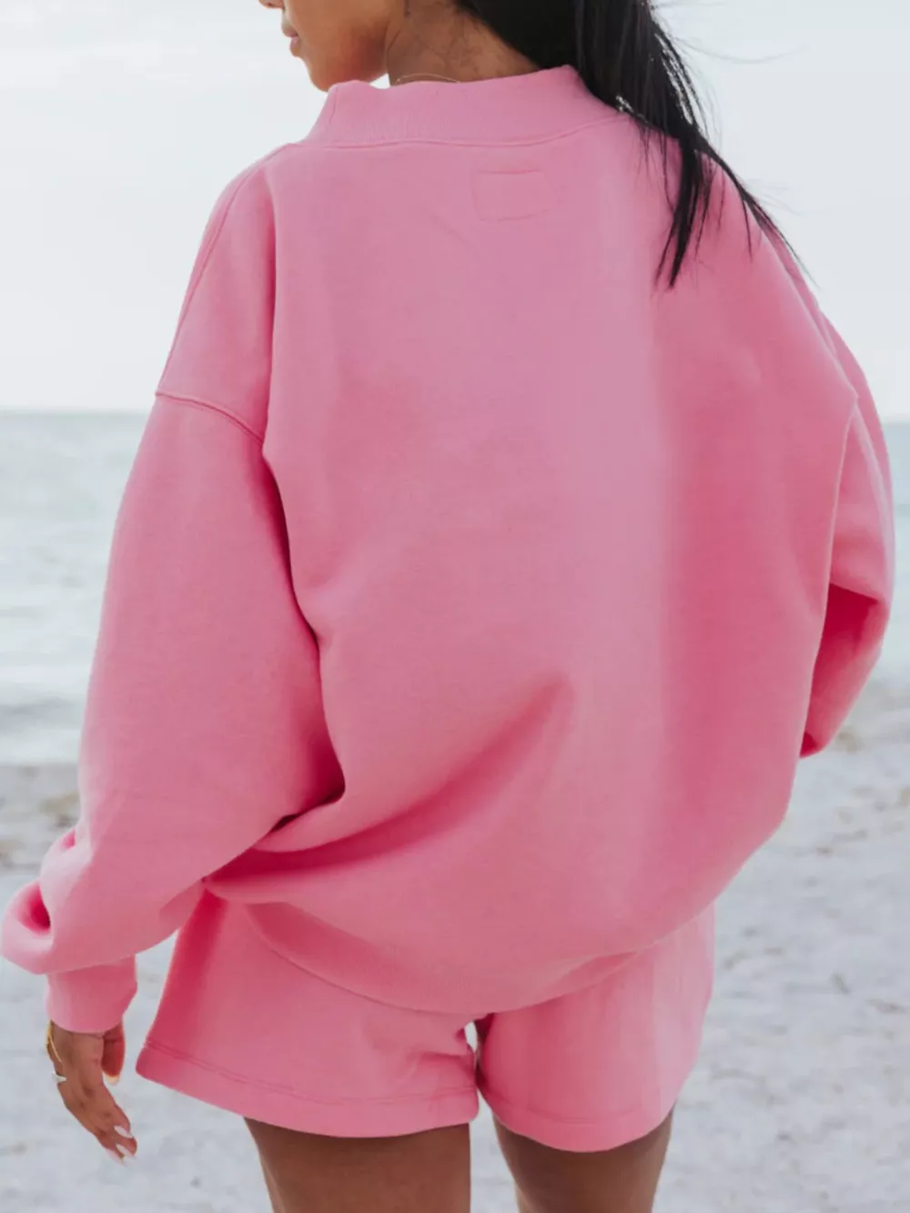Relaxed Fit Round Neck Sweatshirt and Shorts Set, image 13