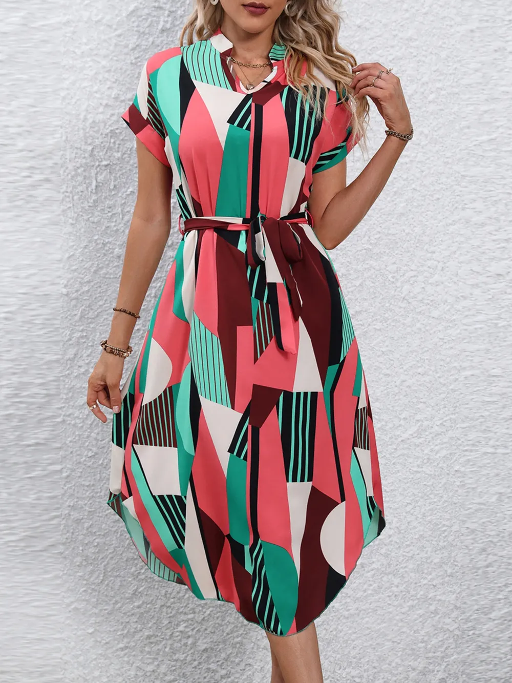 Tie Waist Short Sleeve Dress, image 9