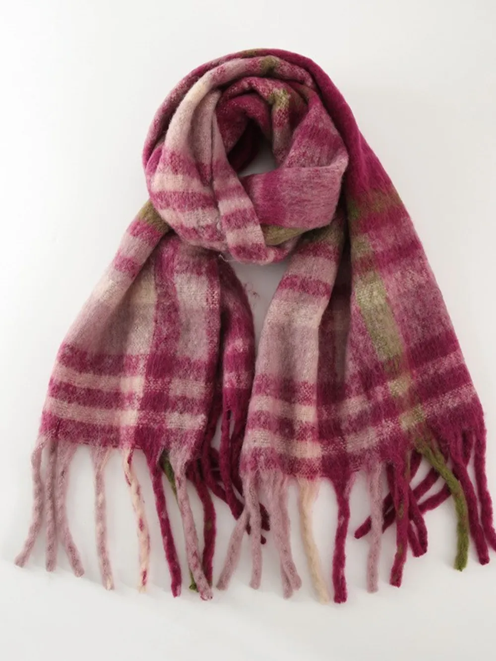 Fringe Plaid Polyester Scarf, image 8