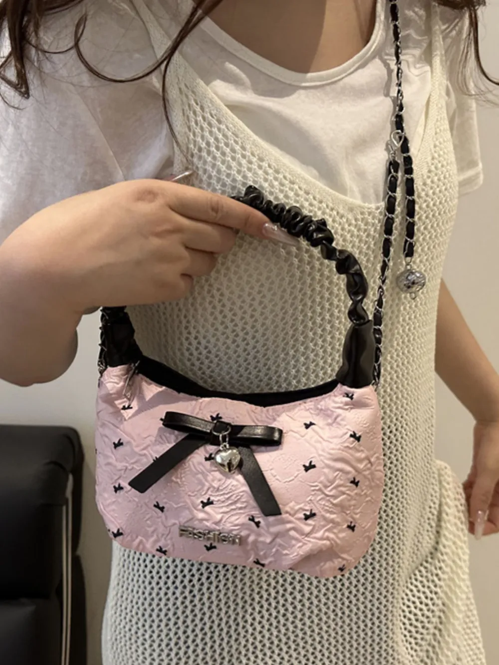Bow Ruched Strap Crossbody Bag, image 4