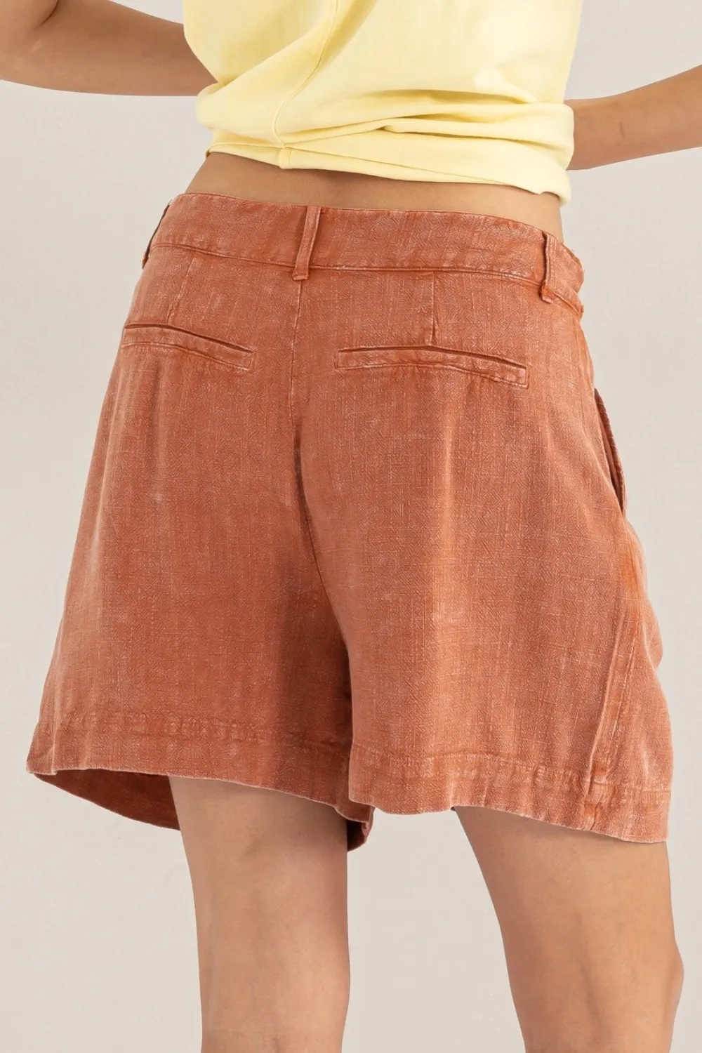 High Waist Pleated Linen Shorts, image 2