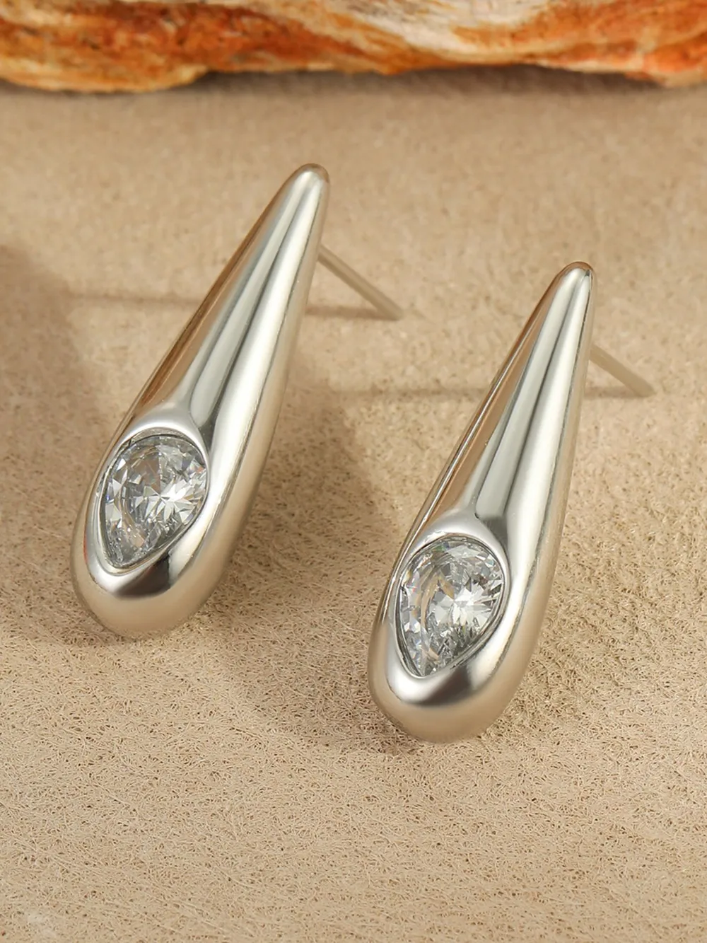 18K Gold-Plated Zircone Teardrop Earrings, image 4