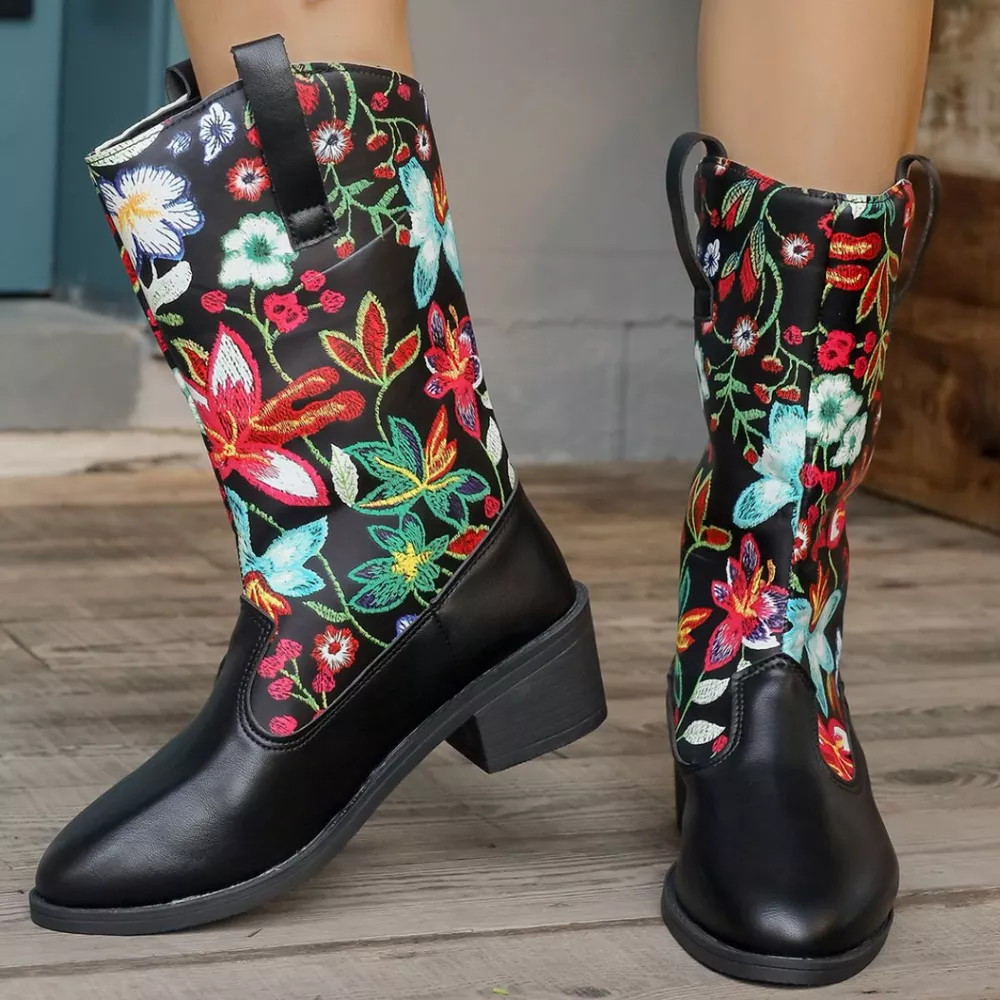 Floral Block Heel Boots, image 13
