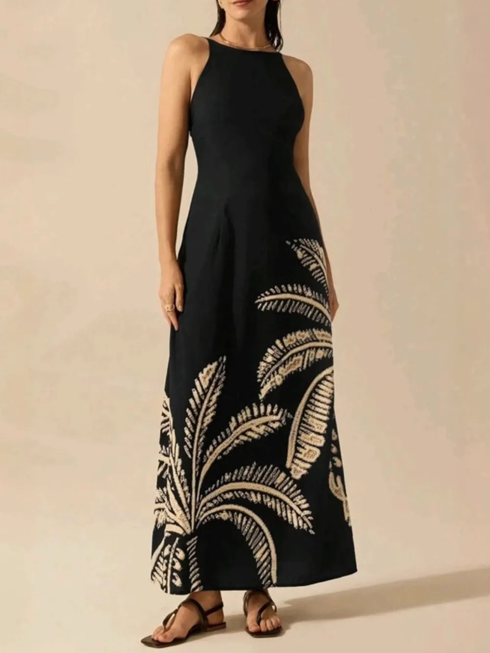Printed Sleeveless Maxi Dress, image 2