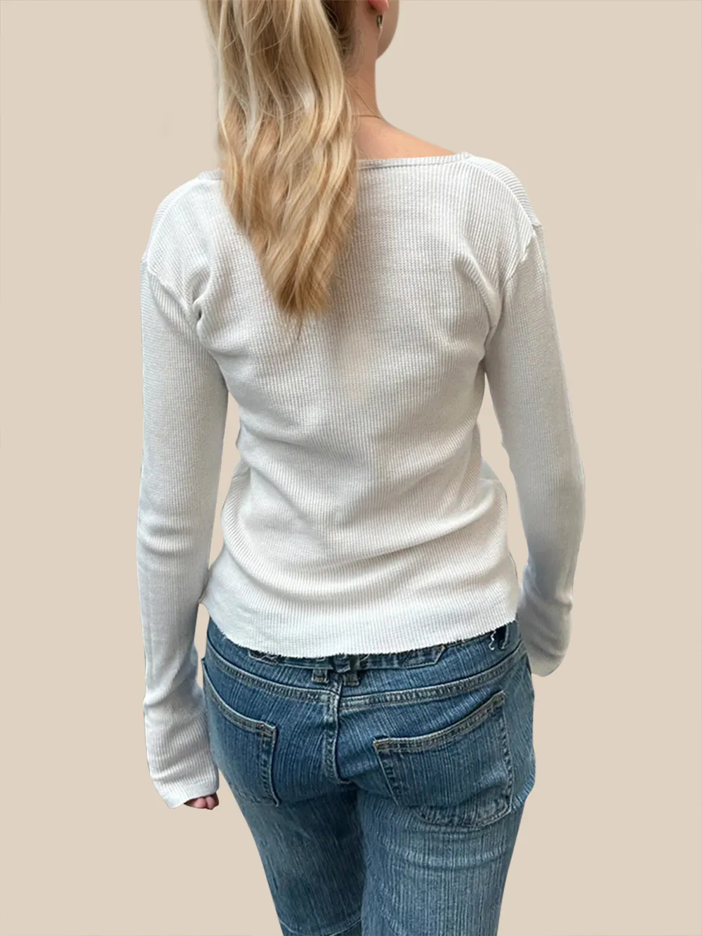 Quarter Button Long Sleeve T-Shirt, image 3
