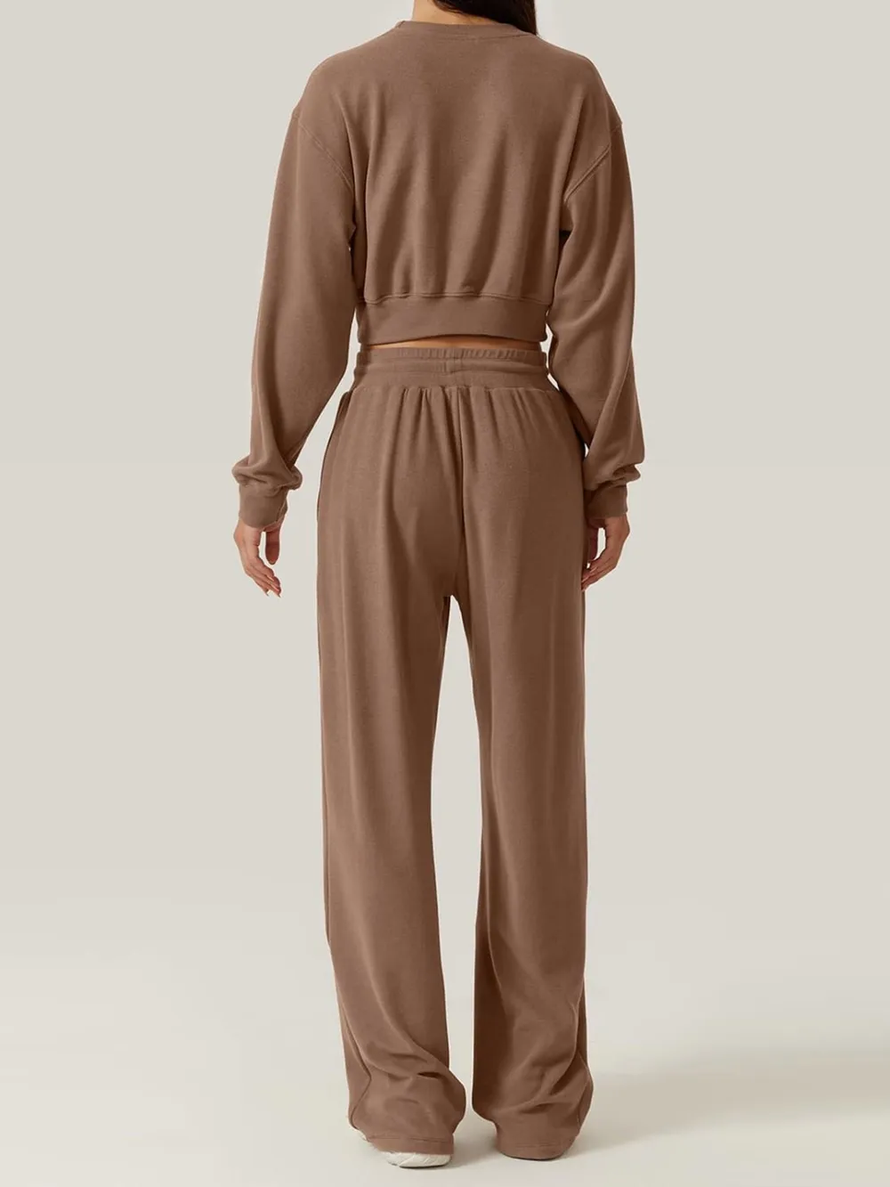 Crisscross Round Neck Top and Drawstring Pants Set, image 3