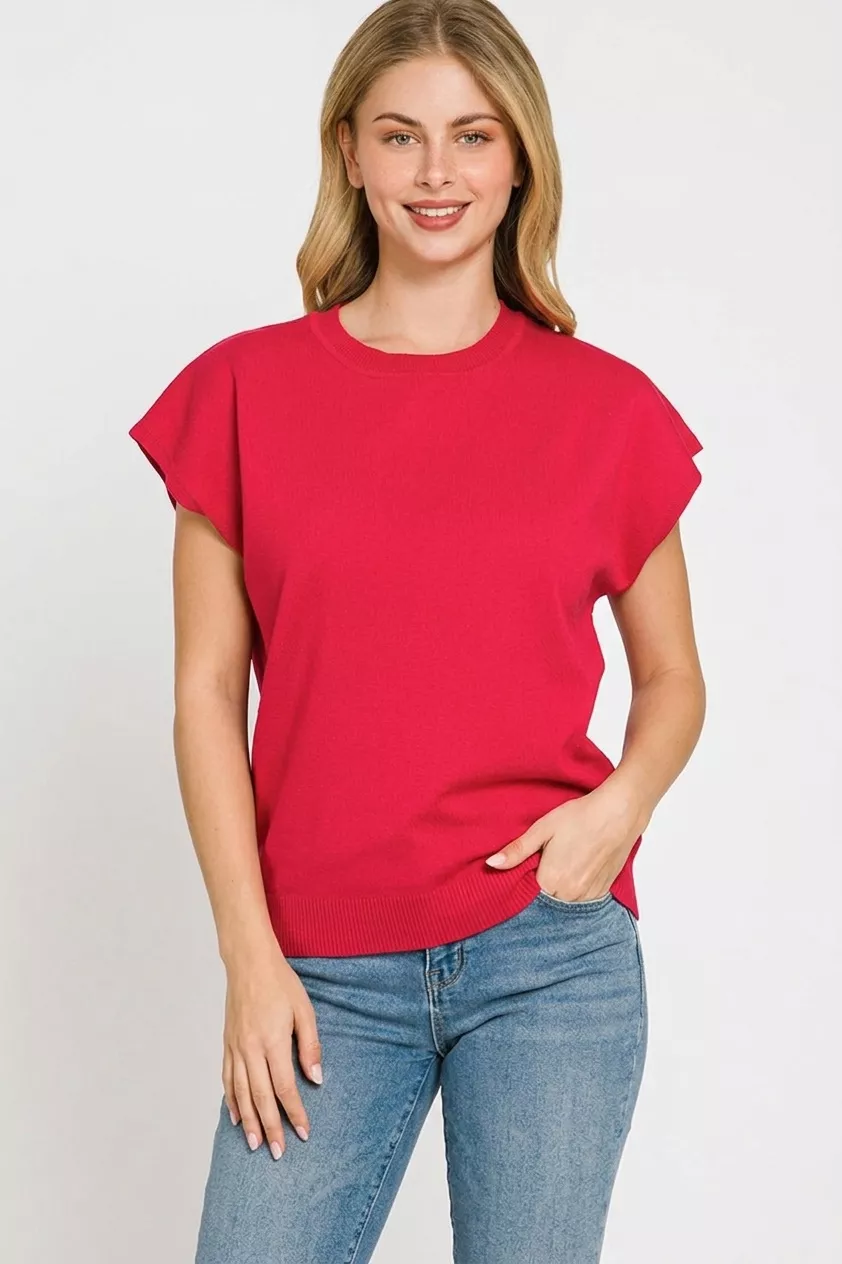 Viscose Round-neck Short Sleeve Sweater, image 2