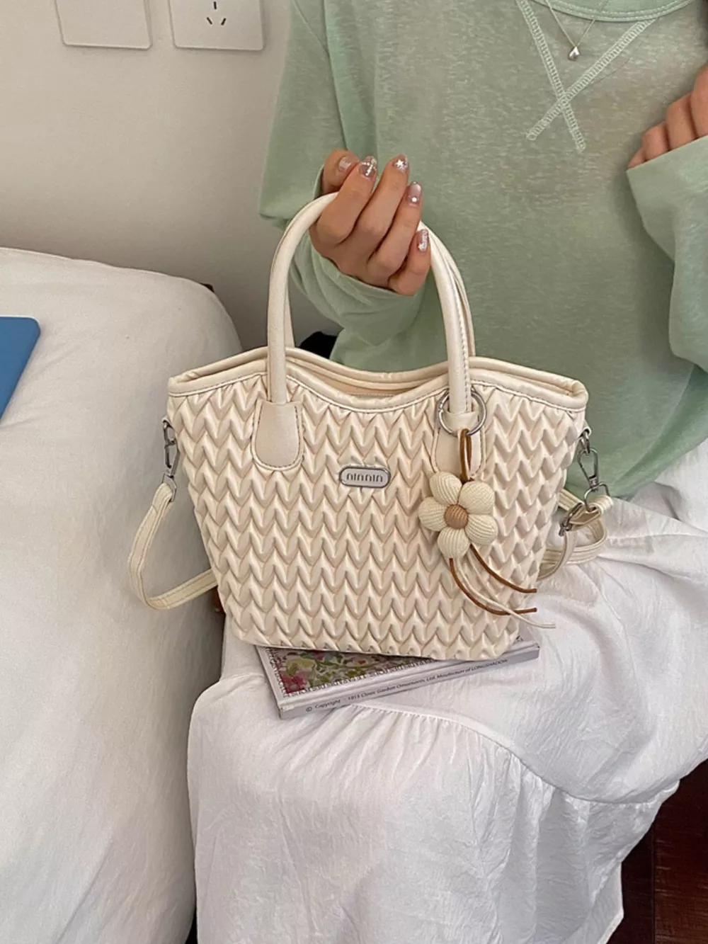 Top Handle Texture Crossbody Bag, image 5