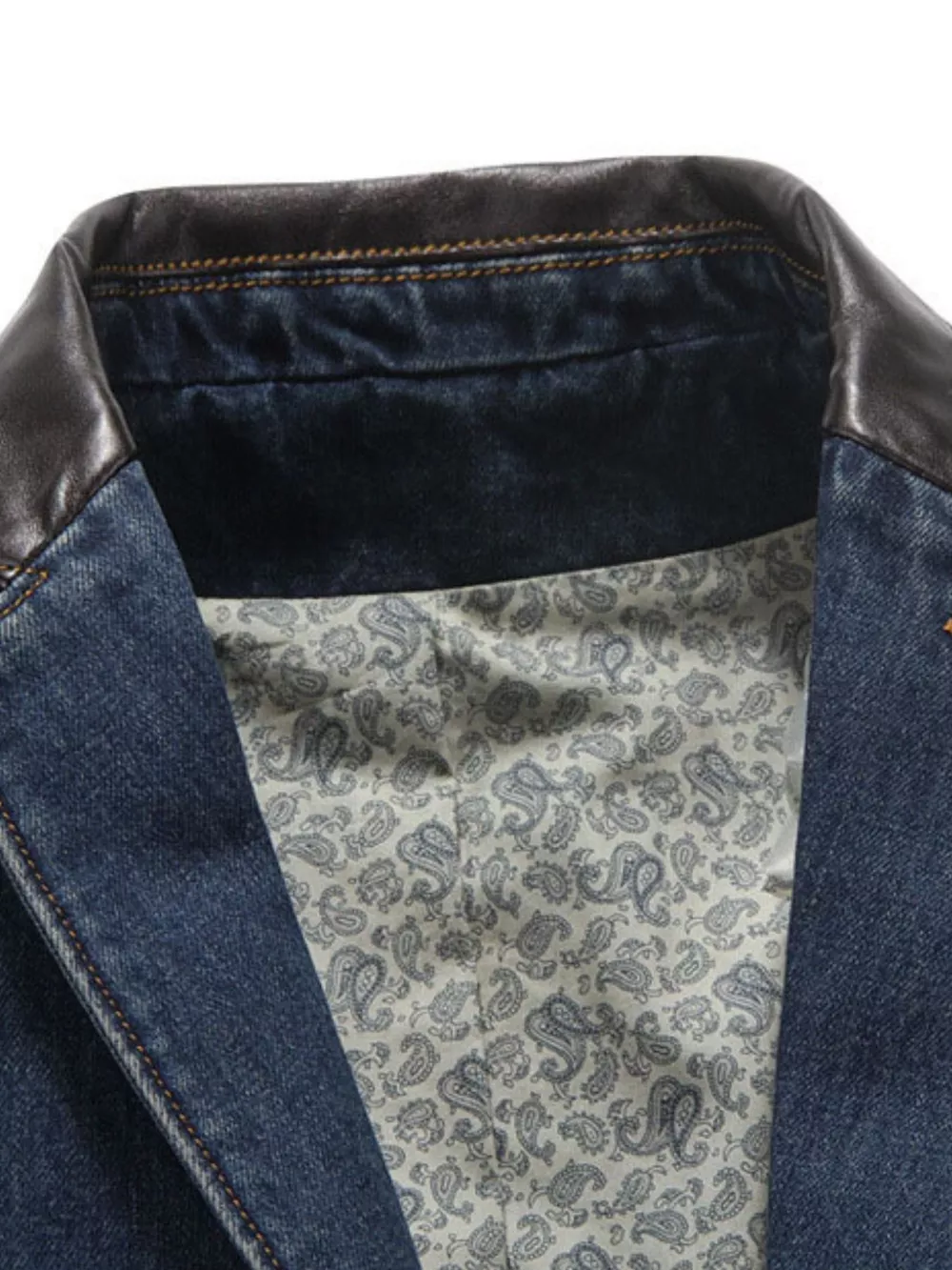 Men's Plus Size Lapel Collar Button Up Denim Blazer, image 5