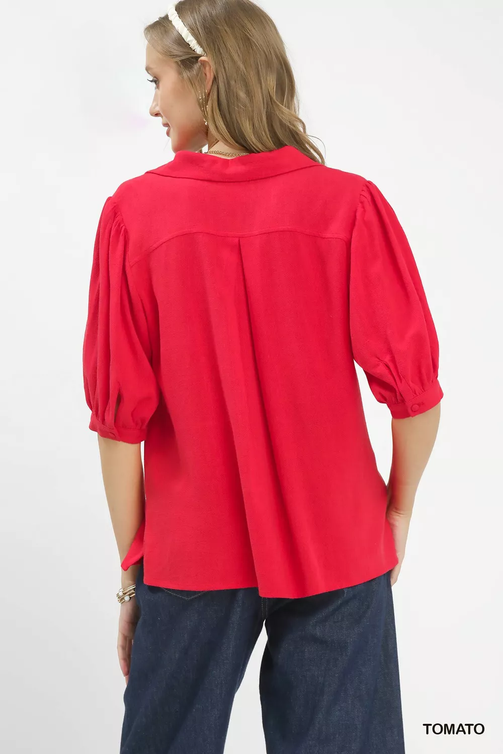 Mixed Media V-Neck Print Blouse, image 4