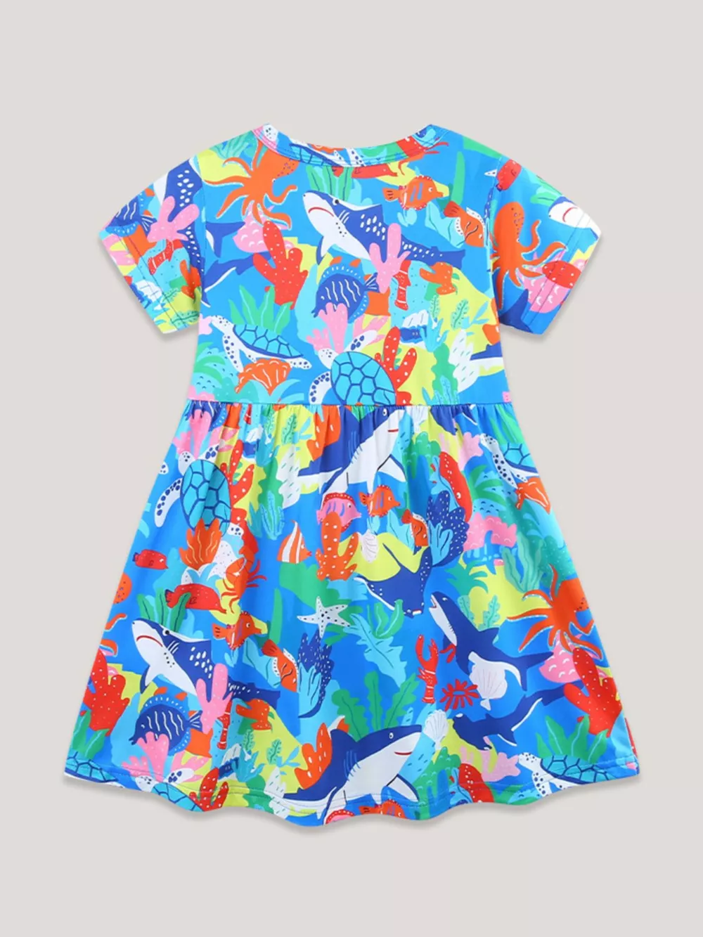 Children's Ocean Print Round Neck Casual Dress, image 6