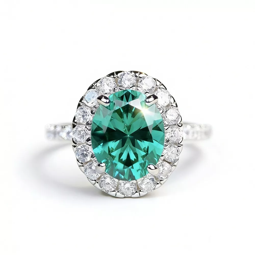 925 Sterling Silver Oval Zircon Ring, image 6
