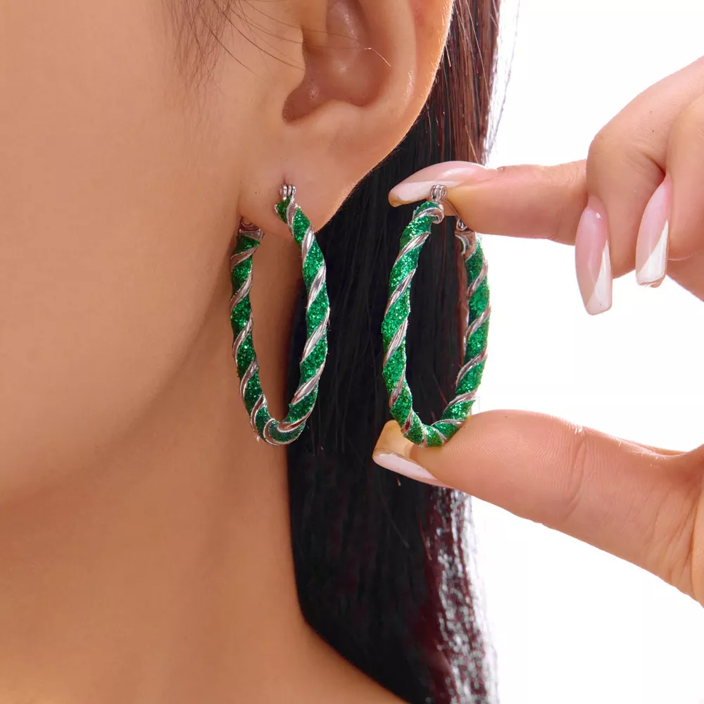 Christmas Twisted Hoop Earrings