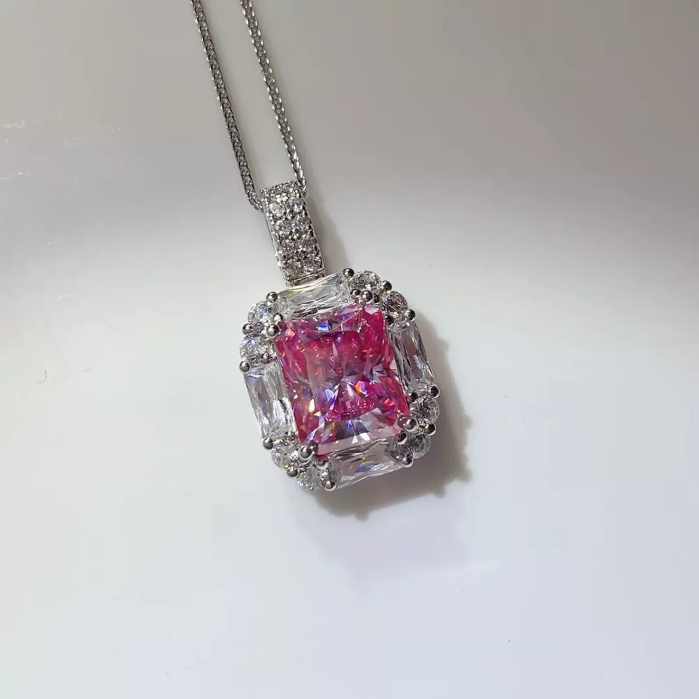 5 Carat Moissanite 925 Sterling Silver Pendant Necklace, image 2