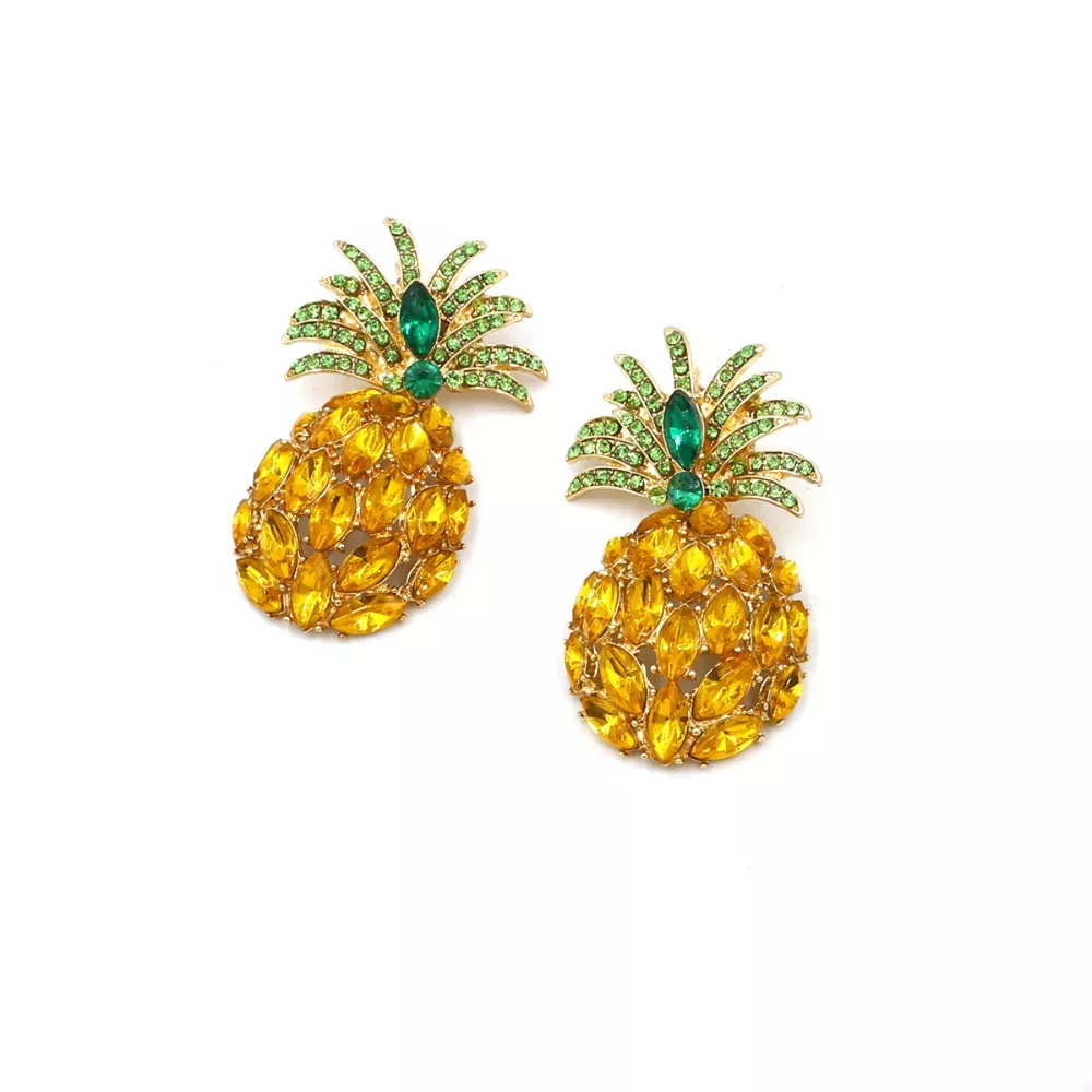 Pineapple Rhinestone Dangle Earrings, image 5