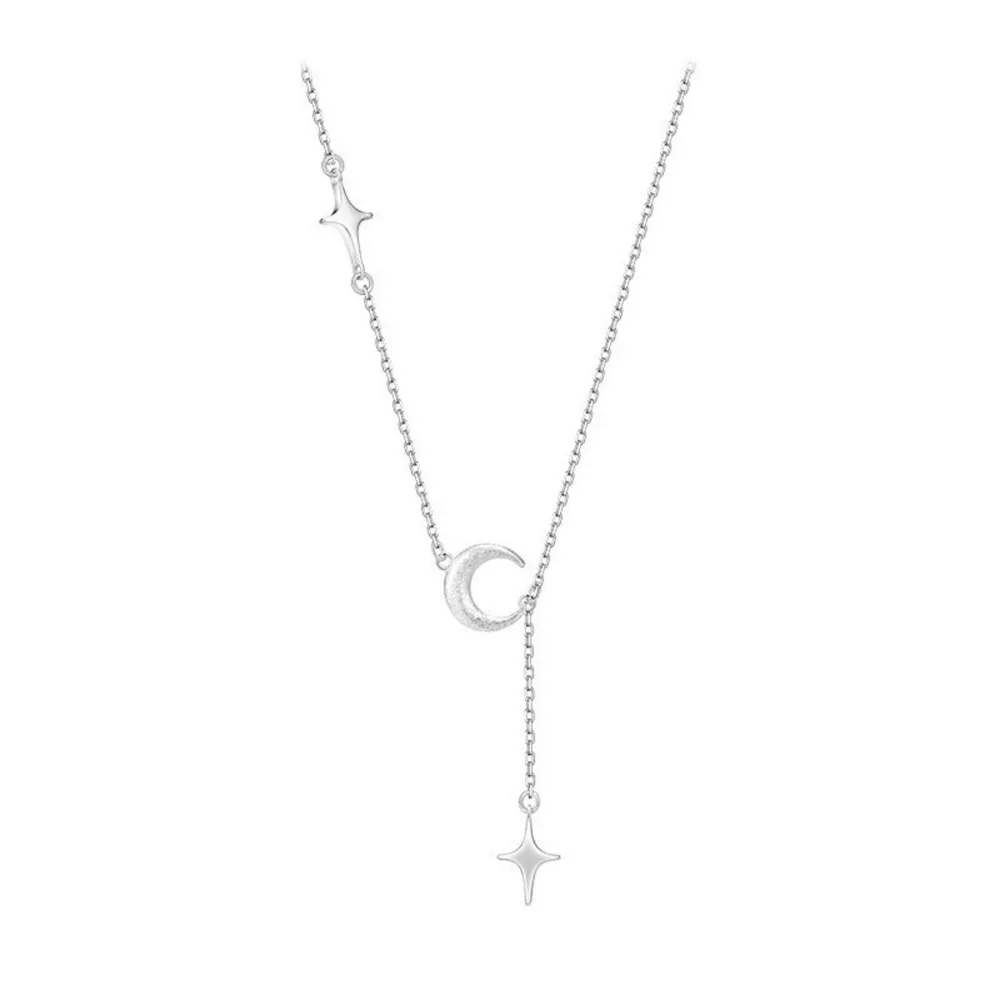 925 Sterling Silver Star Moon Necklace, image 4