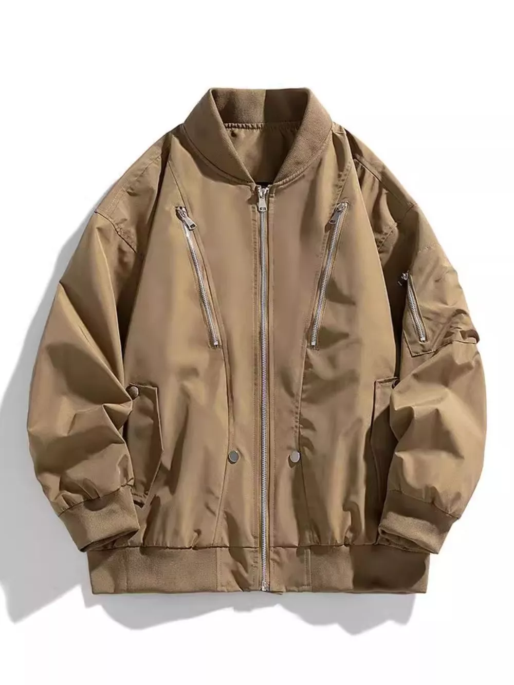 Men's Plus Size Casual Zipper Front Bomber Jacket, image 4