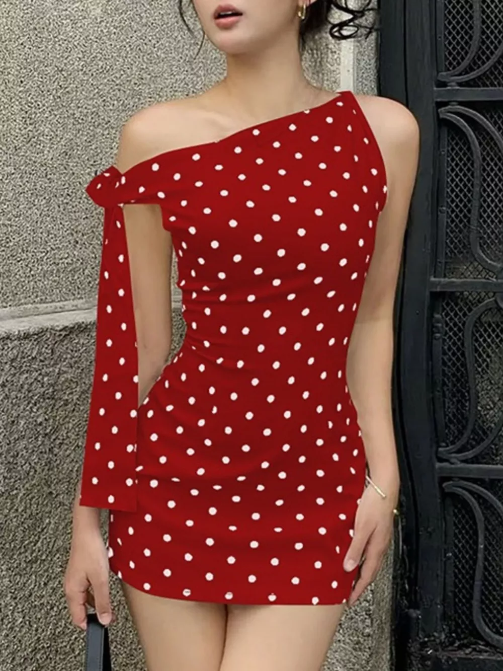 Polka Dot Sleeveless Mini Dress with Bow Accents, image 19