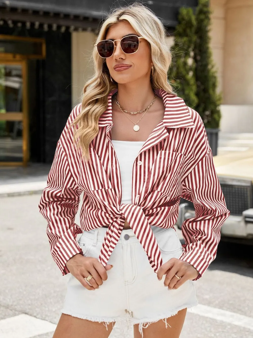 Striped Button Up Long Sleeve Shirt, image 12