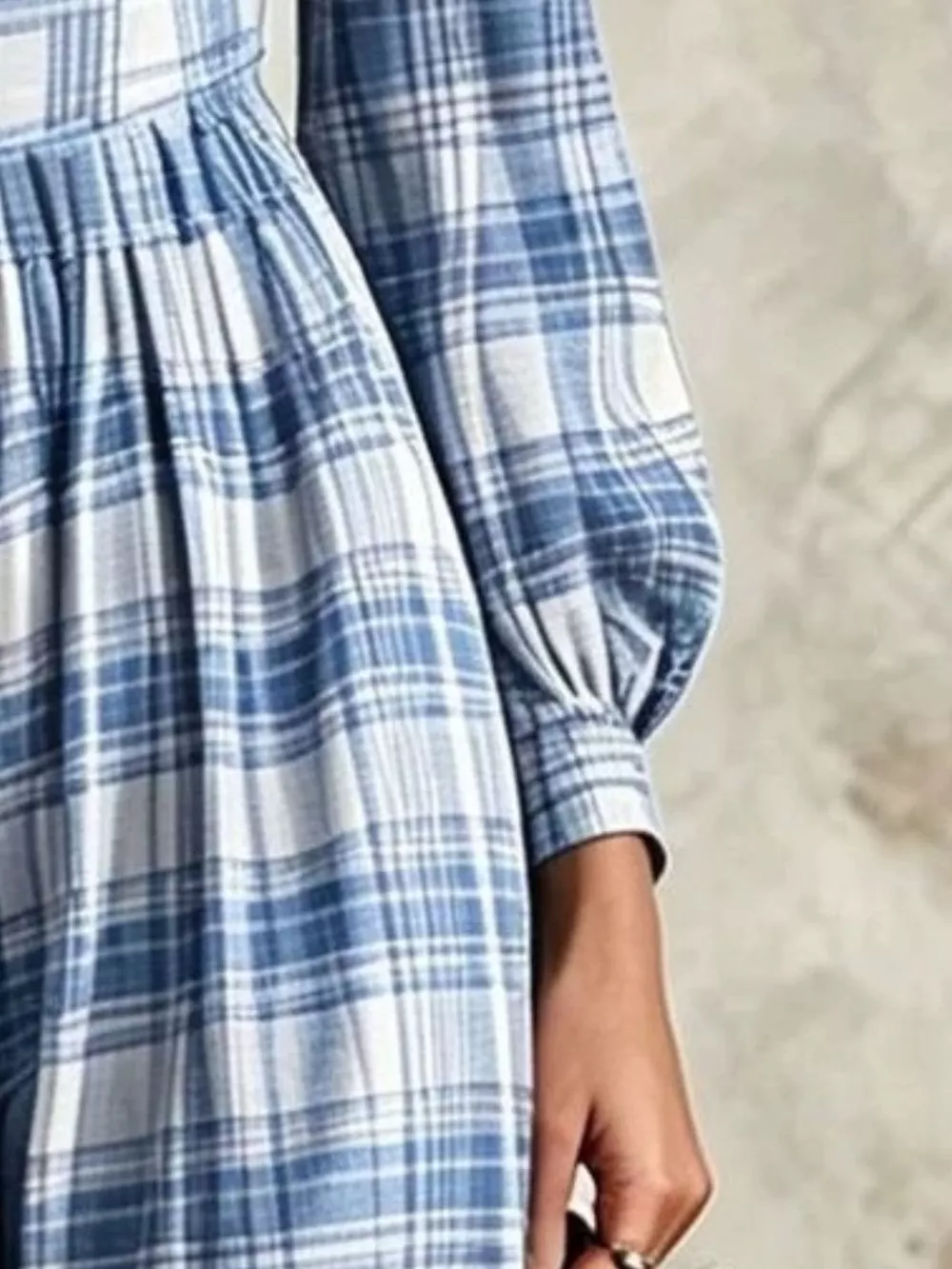 Plaid Square Neck Long Sleeve Wide Leg Jumpsuit, image 10