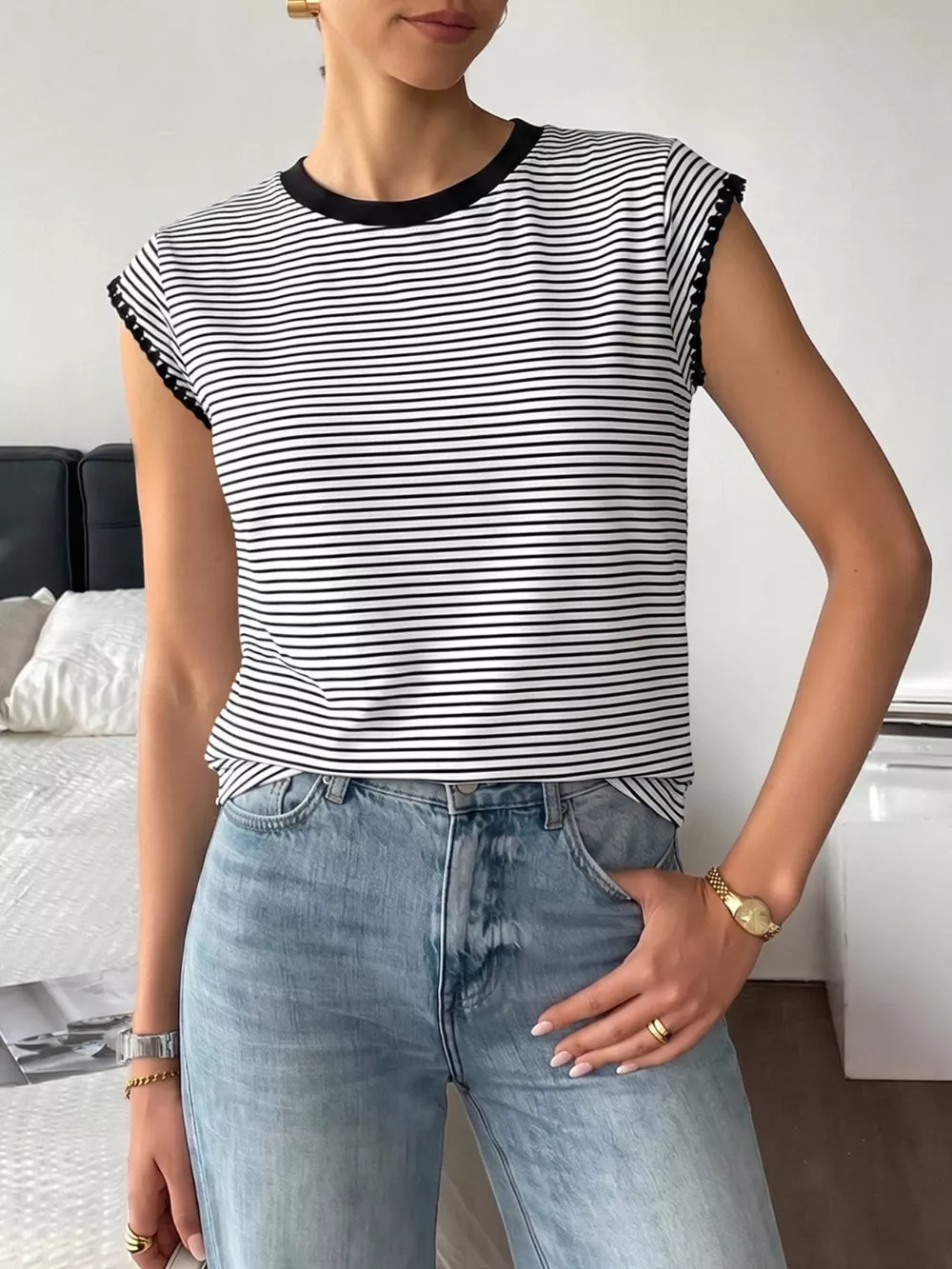 Classic Striped Crew Neck T-Shirt, image 3