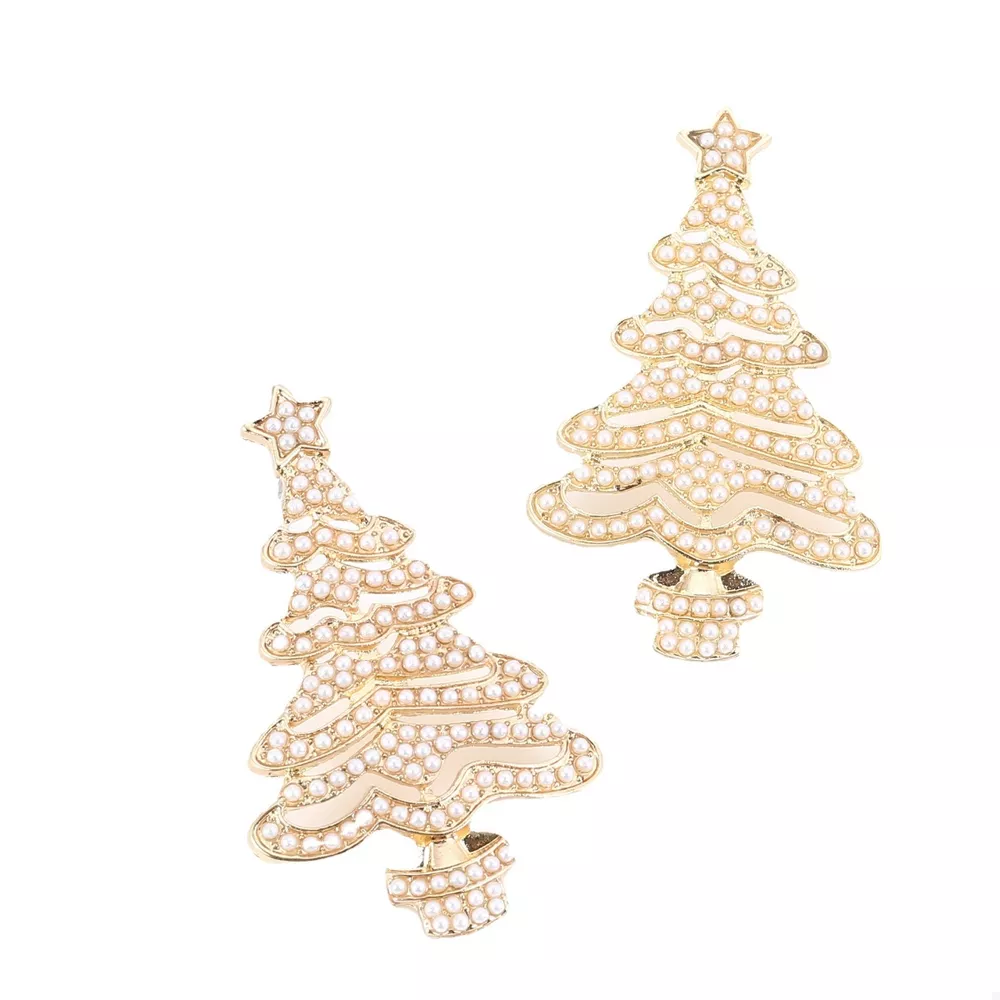Christmas Tree Rhinestone Earrings, image 5