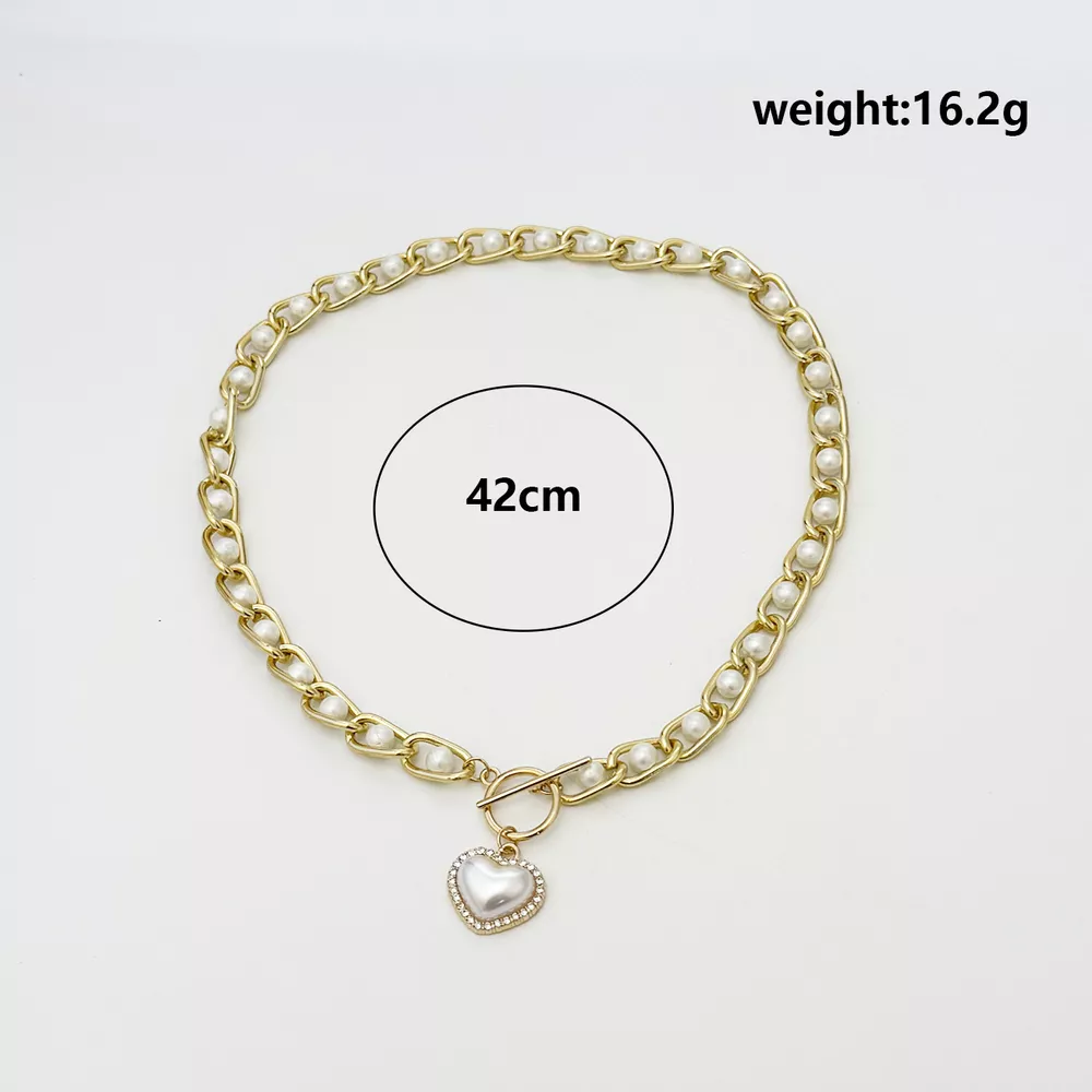 Chunky Pearl and Heart Pendant Necklace, image 8