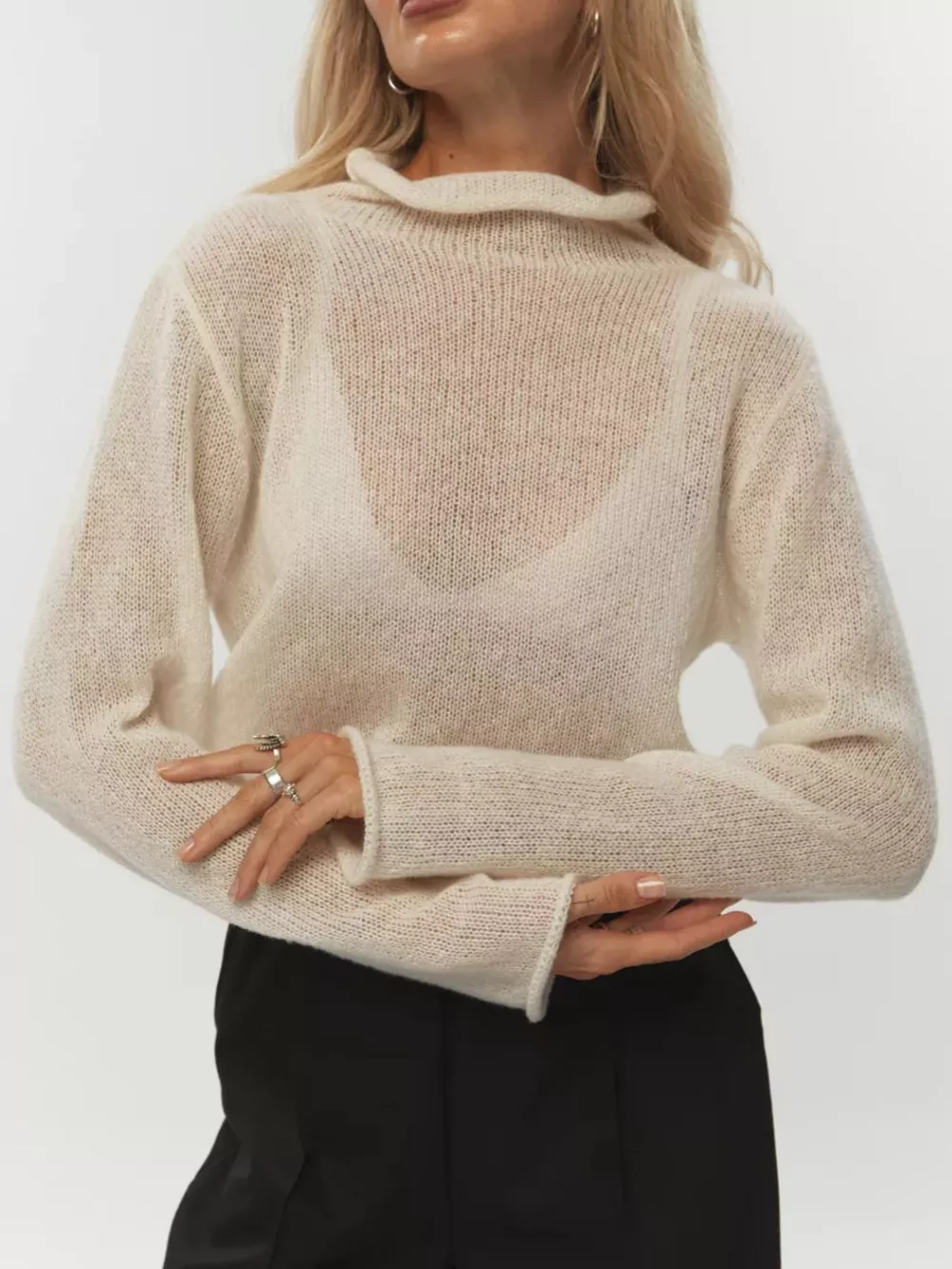 Mock Neck Long Sleeve Sweater, image 9