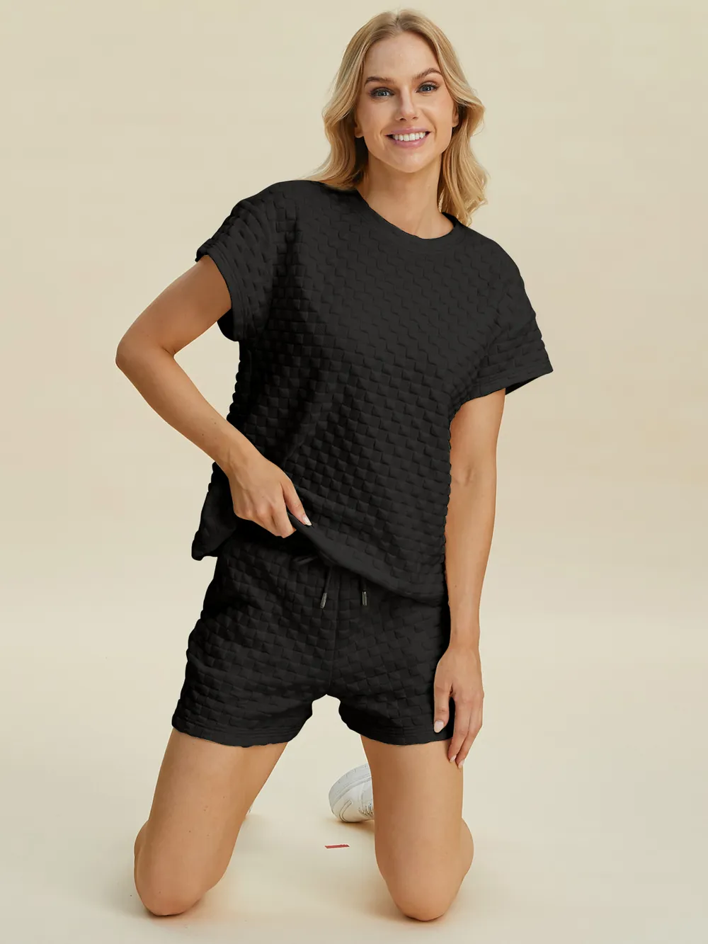 Full Size Texture T-Shirt and Shorts Set, image 21
