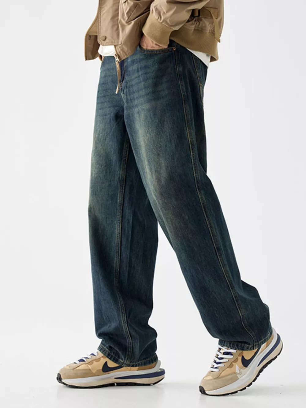 Men's Vintage Wash Loose Fit Jeans, image 3