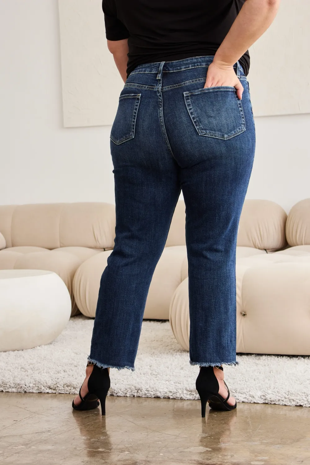 Crop Dylan Full Size Tummy Control Distressed High Waist Raw Hem Jeans, image 21