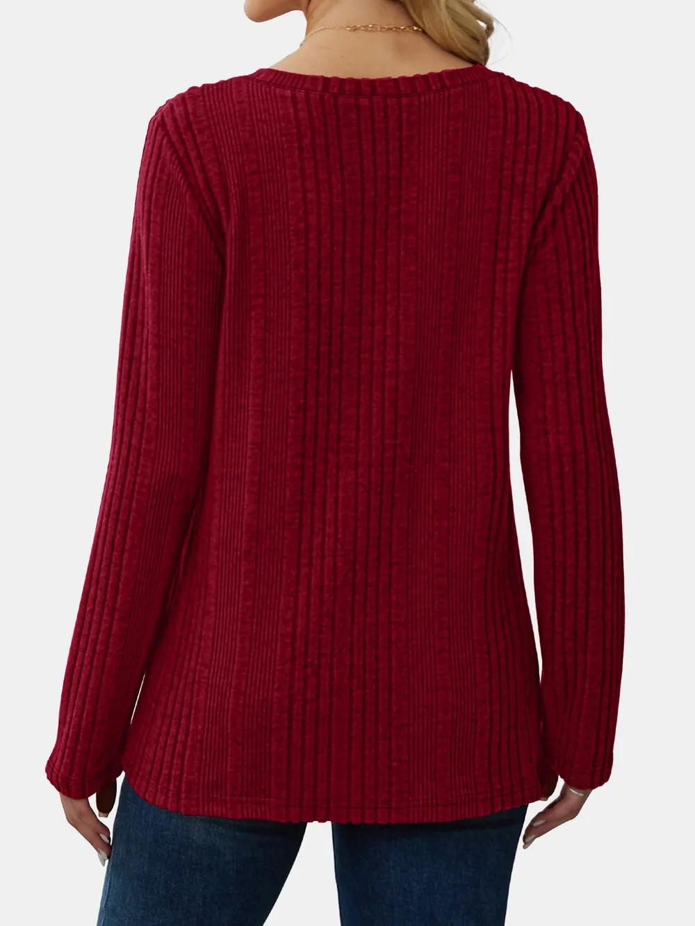 V-Neck Long Sleeve T-Shirt, image 3