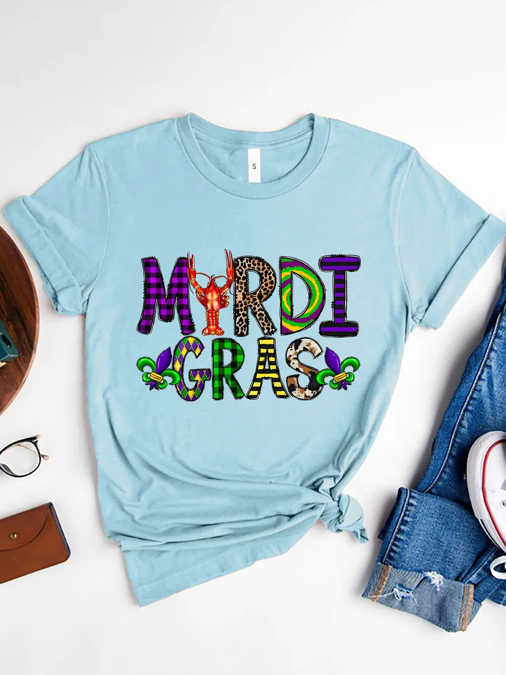 MARDI GRAS Round Neck Short Sleeve T-Shirt, image 7