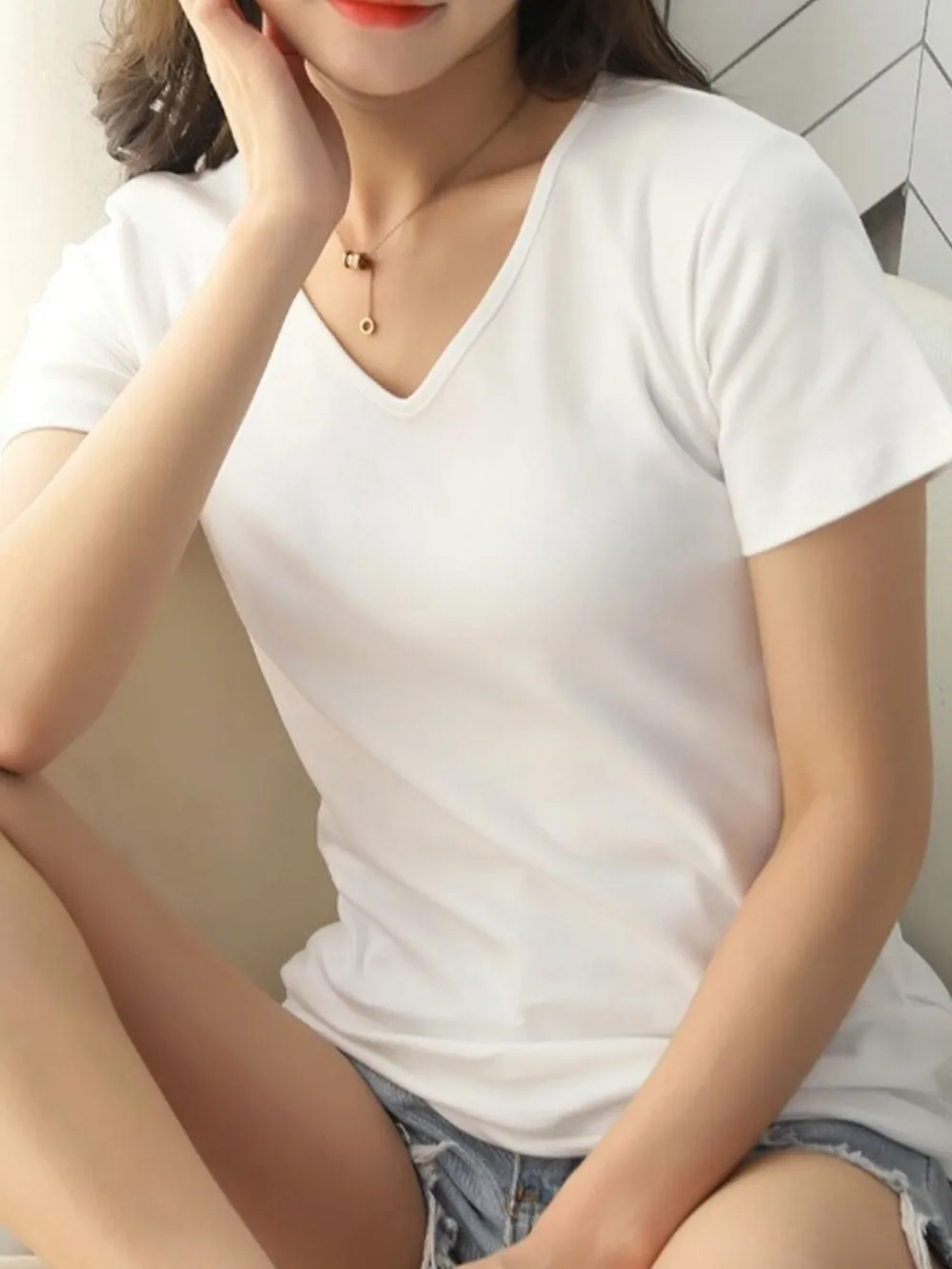 V-Neck Short Sleeve T-Shirt, image 13