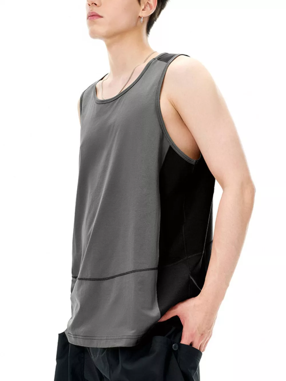 Men's Color Block Round Neck Tank, image 8