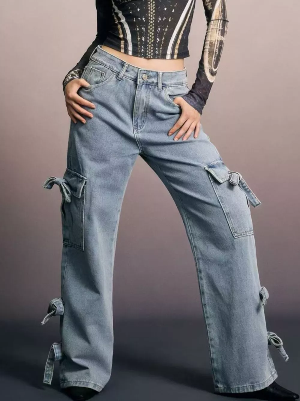 Bow Wide Leg Jeans, image 4