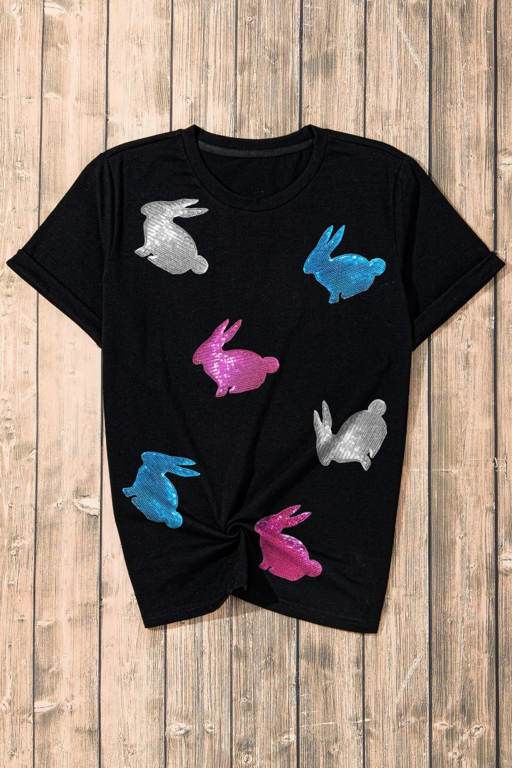 Easter Bunny Round Neck T-Shirt, image 4
