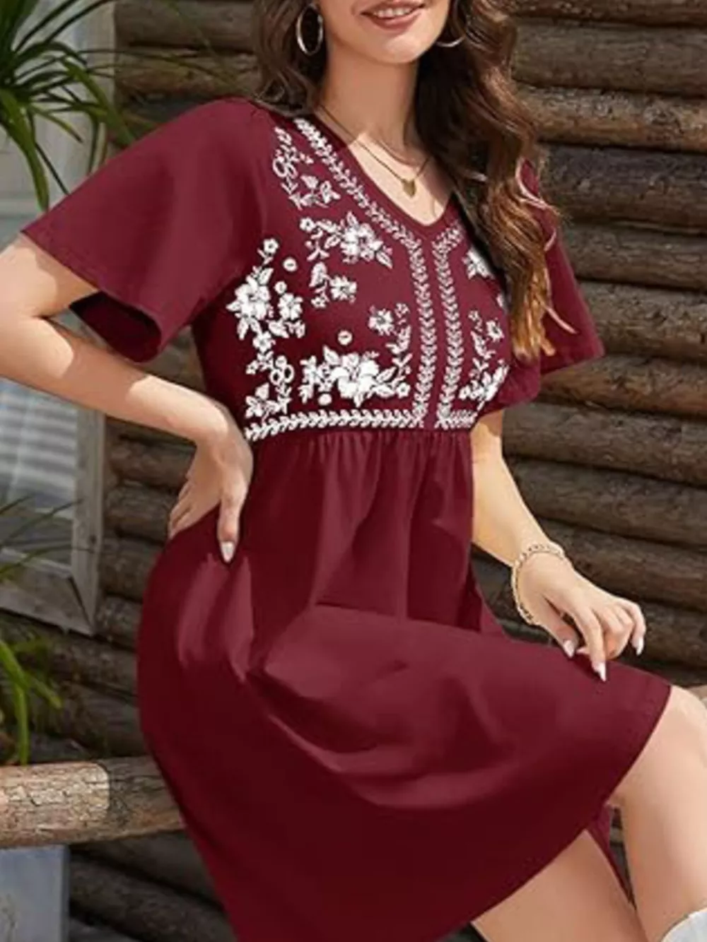 Floral V-Neck Mini Dress, image 10