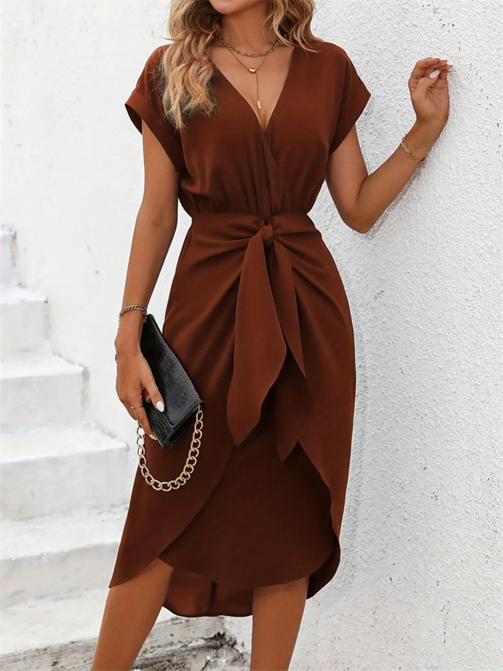 Tied Surplice Short Sleeve Dress, image 7