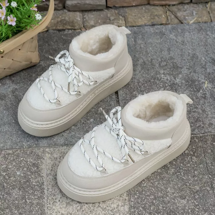 Cozy Plush Lined Lace-Up Platform Winter Boots, image 7