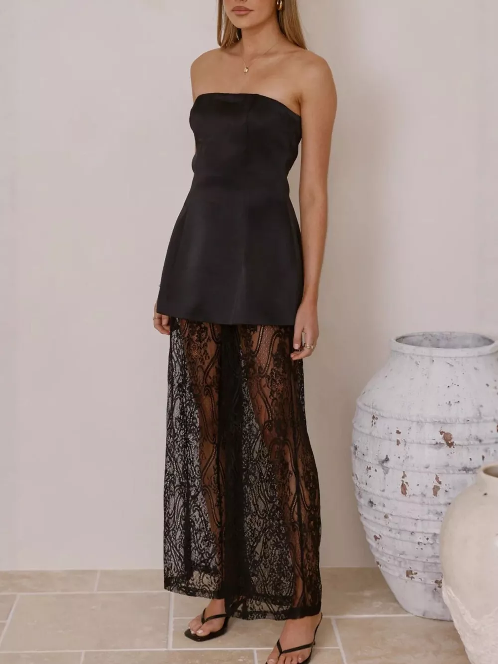 Tube Top and Lace Pants Set, image 4