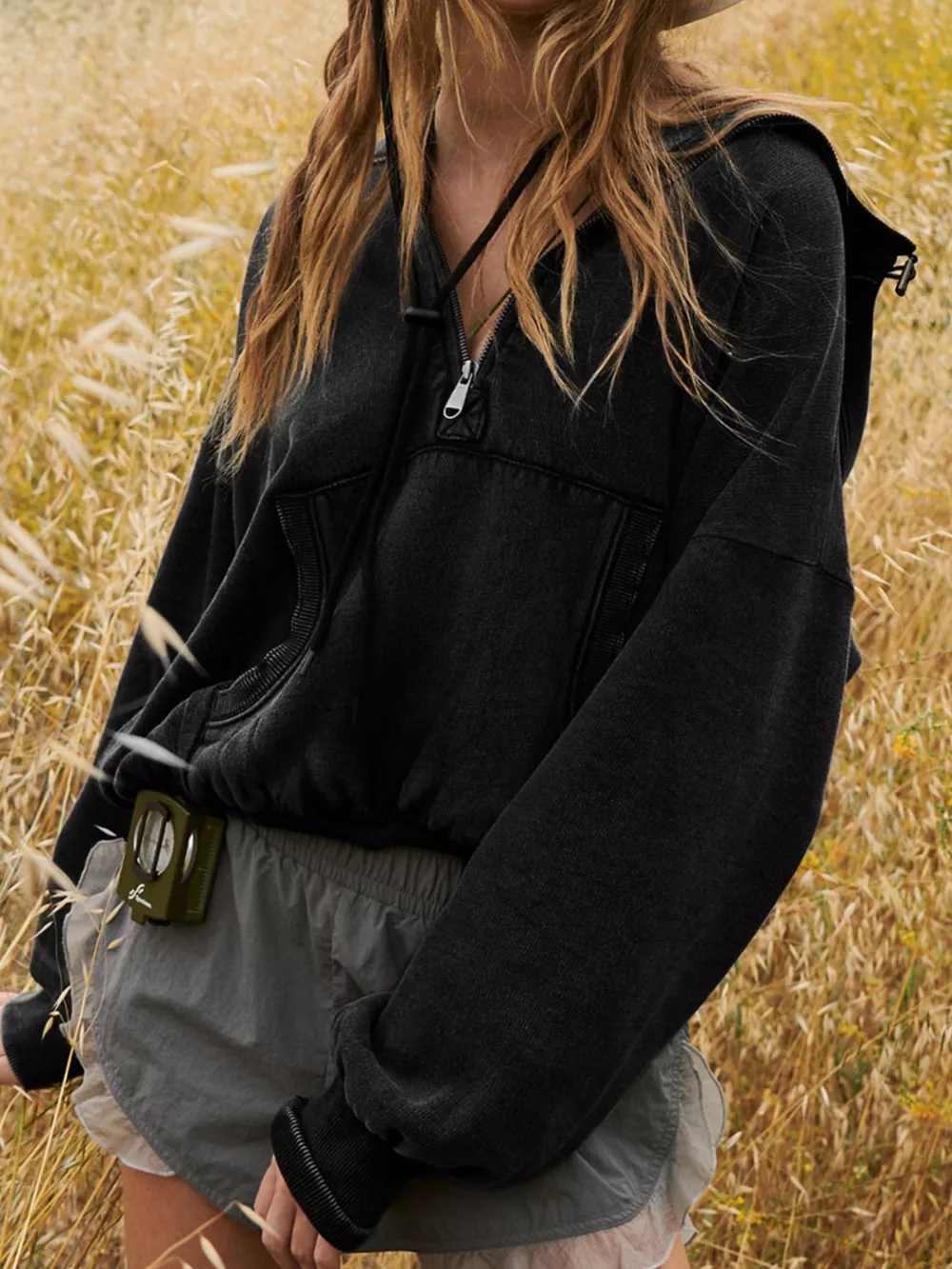 Half-Zip Dropped Shoulder Hoodie, image 9