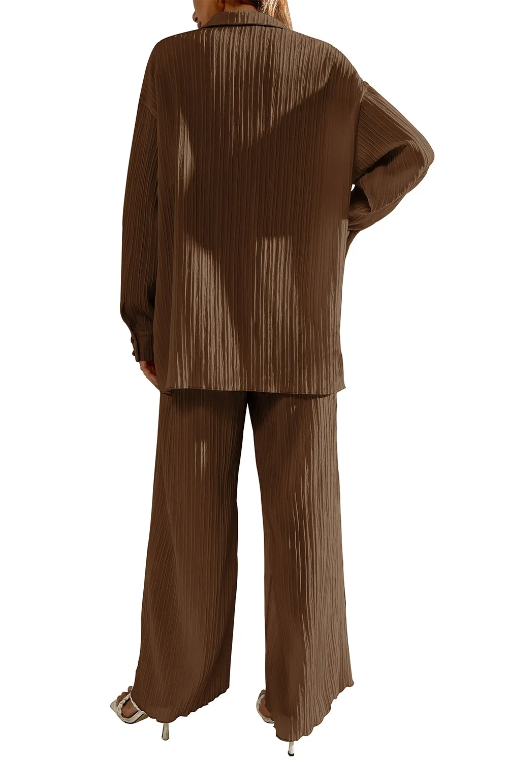 Johnny Collar Button Down Top and Pants Set, image 9
