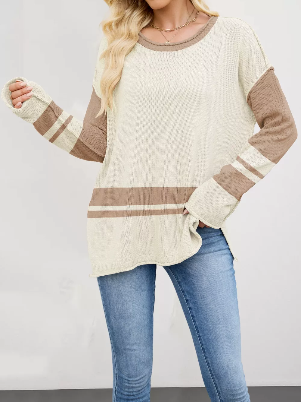 Color Block Side Slit Sweater, image 19