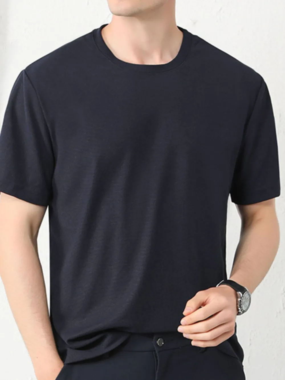 Men's Plus Size Round Neck Short Sleeve T-Shirt, image 2