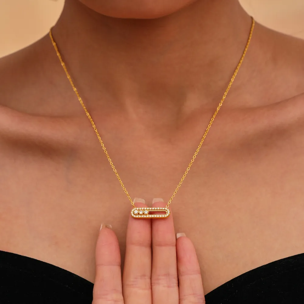Moving Crystal Bar Necklace and Ring Jewelry Set, image 11