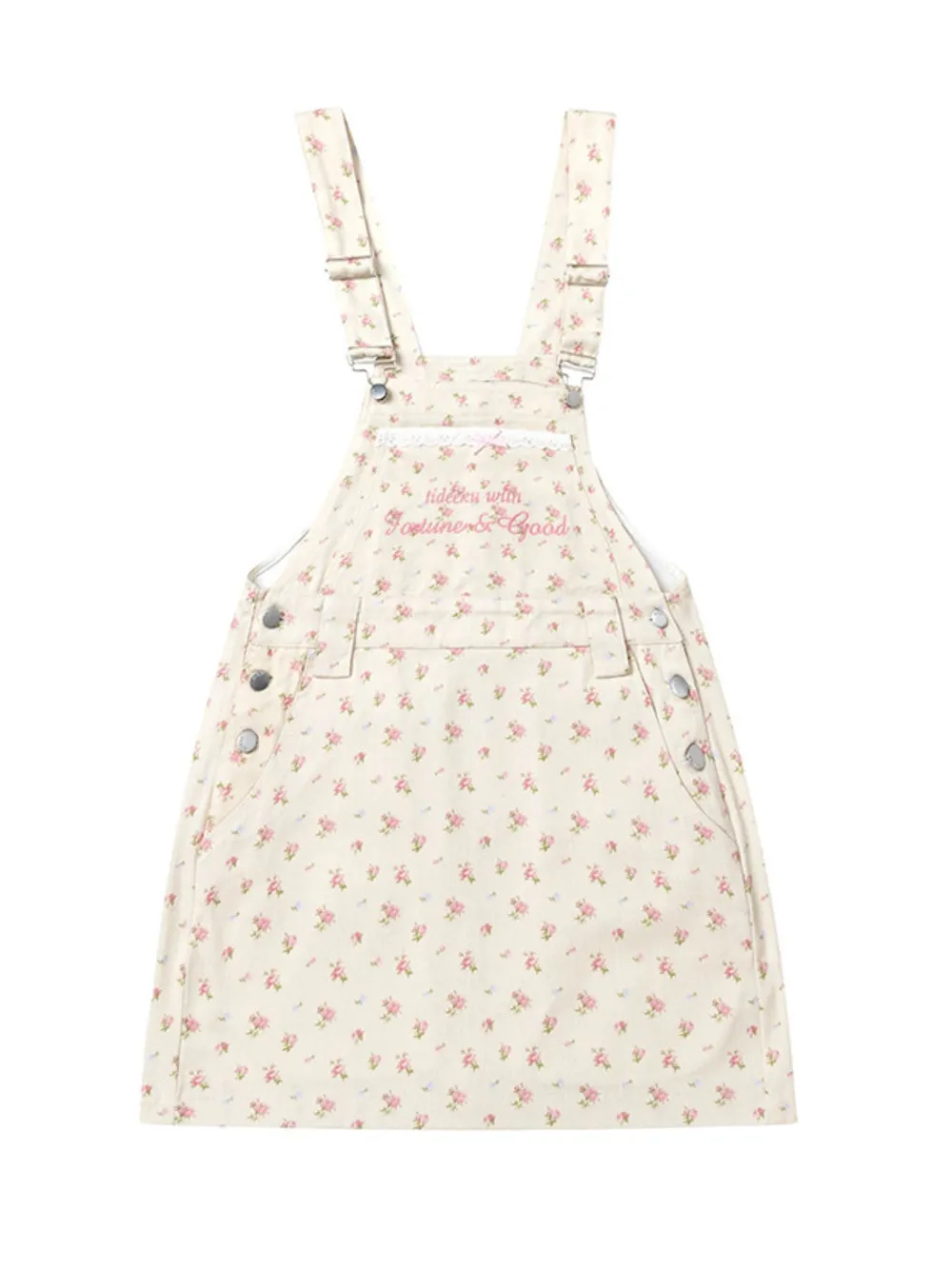 Floral Print Square Neck Overall Dress